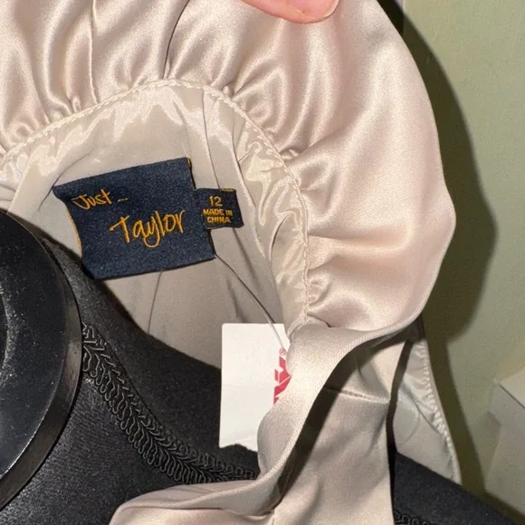 NWT Just Taylor Elegant Sleeveless Ruffle Neck Dress - beige size 12 - Picture 6 of 8